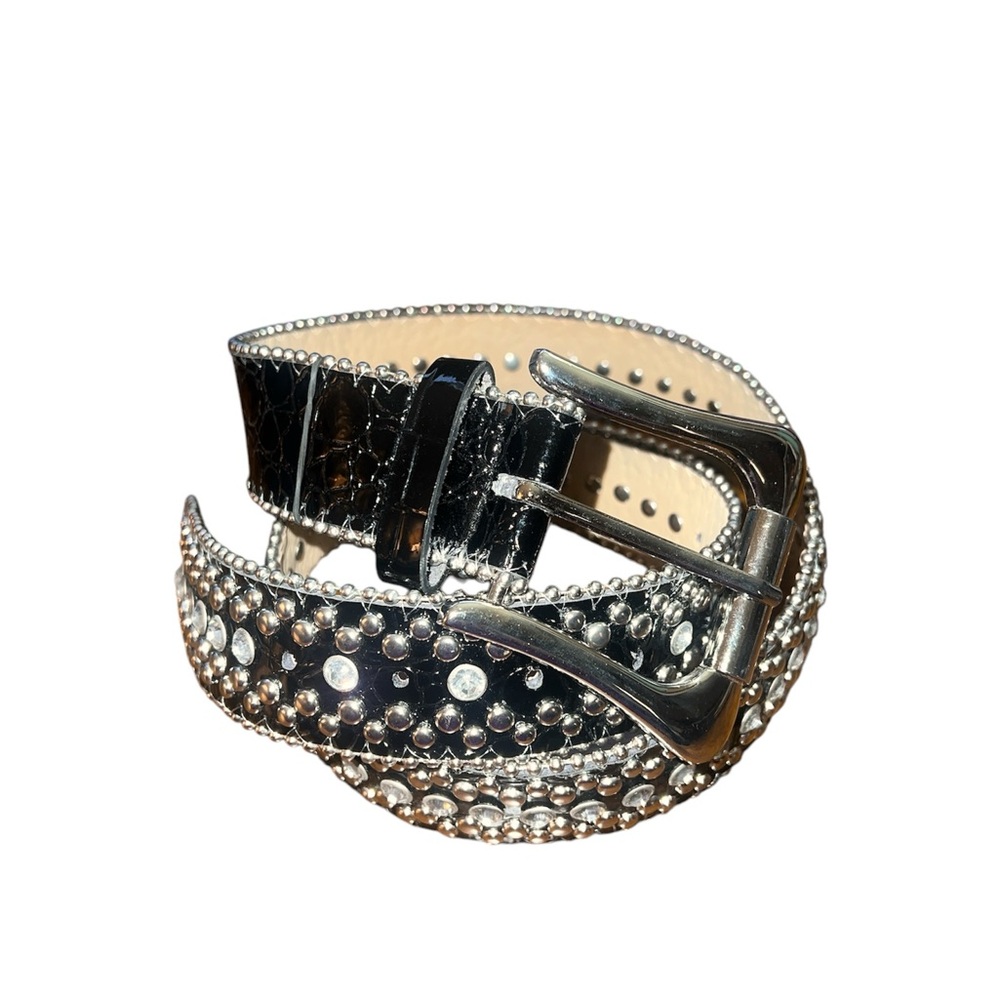 Bongo Black and Silver Crystal Belt Size M